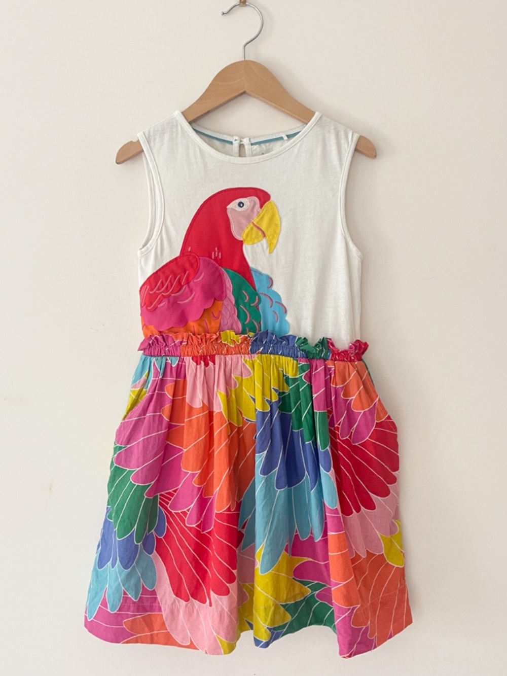 MINI BODEN VGUC Vibrant Parrot Appliqué Summer Dress